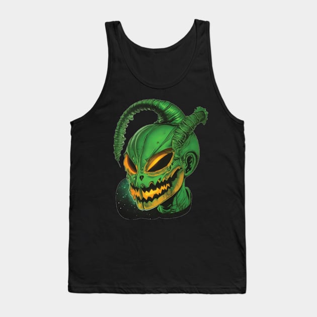 Happy Alien Face, Scary Alien Pumpkin Head Tank Top by DesignHND